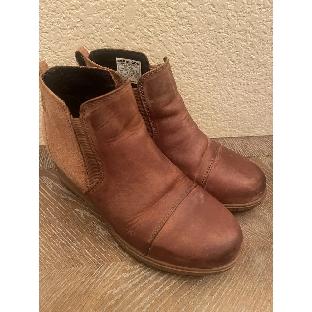 Sorel Evie II Chelsea Womens Boots‎ Size 7.5 Brown Leather
